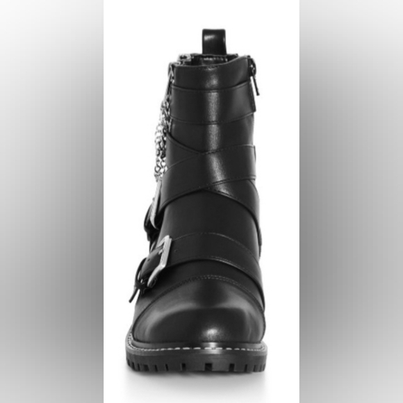 NEW City Chic Faux Leather Chain Detail Boots Wide Fit Size 11 - Picture 4 of 5